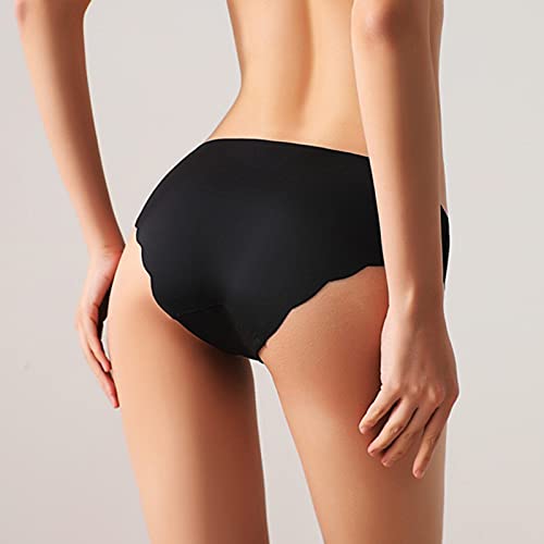 MEITING Womens Underwear Stretch Sexy Non-Trace Ice Silk Breathable Midwaist Solid Color Underwear,Soft No Show Panties for Women Girls Ladies Seamless Underpants 5PC