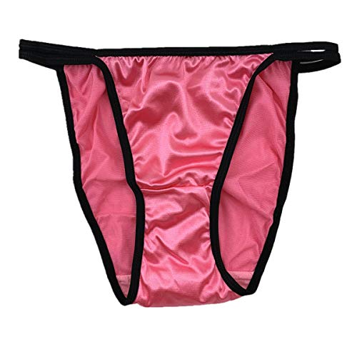 Queen Star Pack of 6 Women's Satin Tanga Bikini Briefs Knickers High Cut String Panties Underwear (3XL)