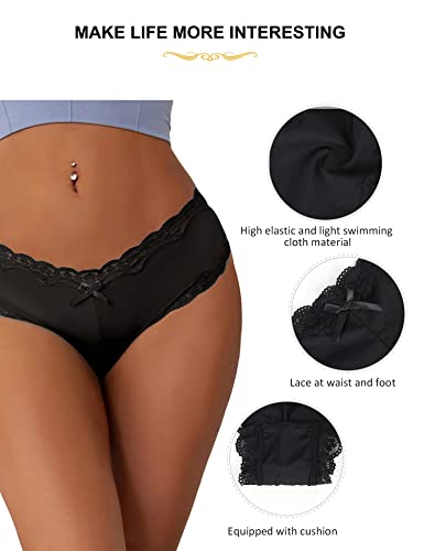 Black Lace Trimmed Plus Size Thongs - Pack of 2