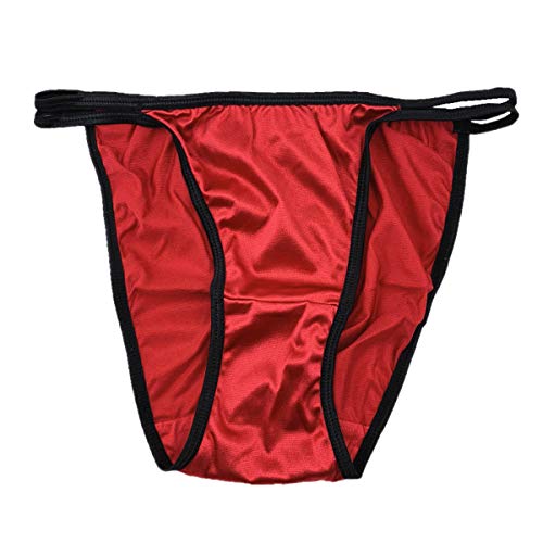 Queen Star Pack of 6 Women's Satin Tanga Bikini Briefs Knickers High Cut String Panties Underwear (3XL)