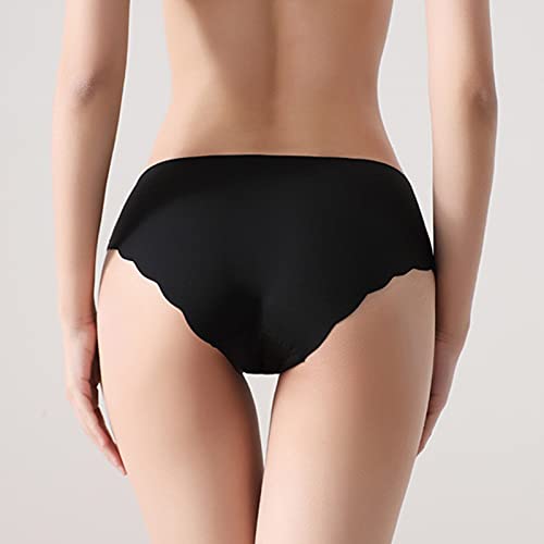 MEITING Womens Underwear Stretch Sexy Non-Trace Ice Silk Breathable Midwaist Solid Color Underwear,Soft No Show Panties for Women Girls Ladies Seamless Underpants 5PC
