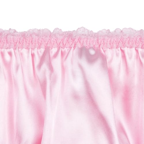 Satini Women's Satin Frilly Lace Sissy French Knickers Briefs Panties (Baby Pink, L)