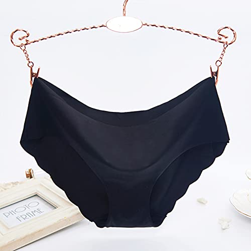 MEITING Womens Underwear Stretch Sexy Non-Trace Ice Silk Breathable Midwaist Solid Color Underwear,Soft No Show Panties for Women Girls Ladies Seamless Underpants 5PC