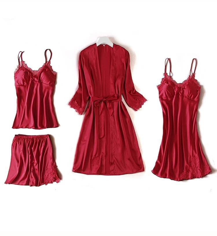 Red Satin Bridal Pajama Set