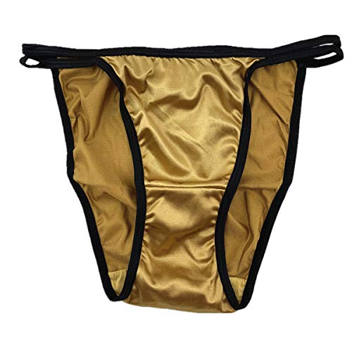 Queen Star Pack of 6 Women's Satin Tanga Bikini Briefs Knickers High Cut String Panties Underwear (3XL)