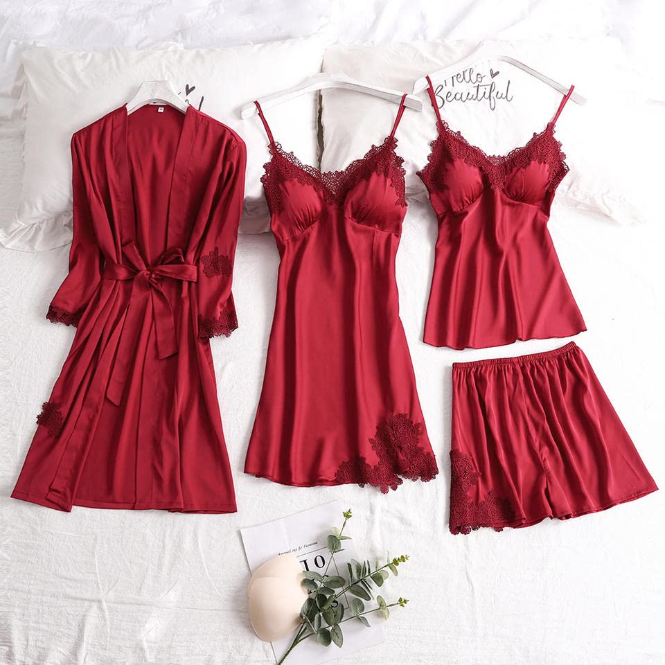 Red Satin Bridal Pajama Set