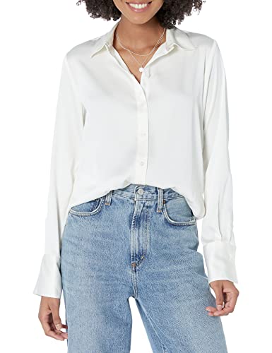 Eggshell Satin Button-Down for Women's Fashion