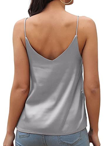 Grey Satin V-Neck Cami Top for Women