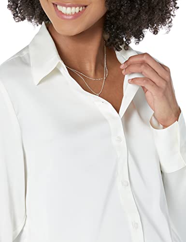 Eggshell Satin Button-Down for Women's Fashion