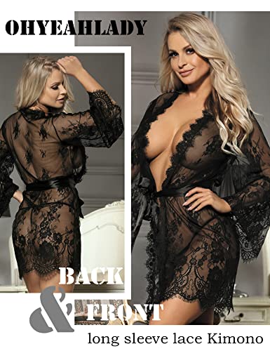 Black Lace Satin Nightwear Plus Size Set