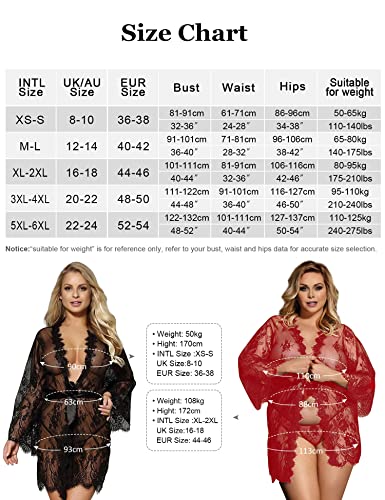 Black Lace Satin Nightwear Plus Size Set