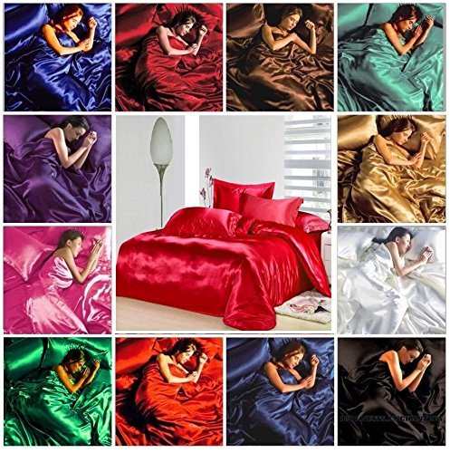 Satin Bedding Set with Fitted Sheet & Duvet Cover