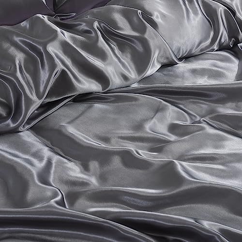 Silver Satin Bedding Set - 6 Pieces