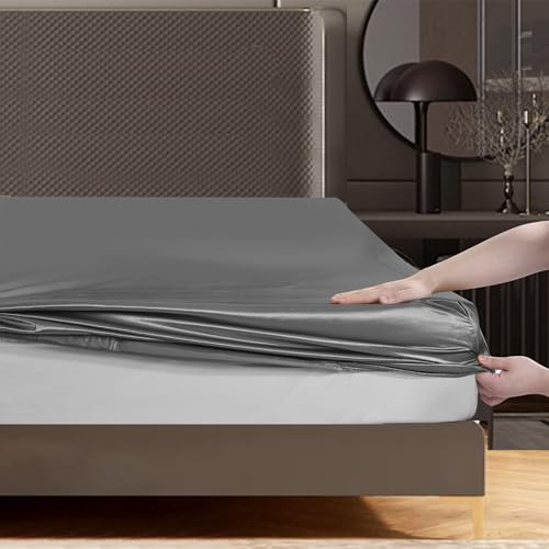 Silver Satin Bedding Set - 6 Pieces