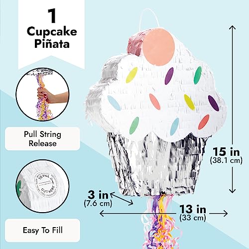 Blue Panda Pull String Cupcake Pinata for Parties
