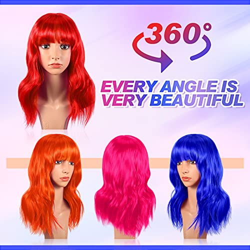 Rainbow 12" Wavy Bob Wig Set for Parties