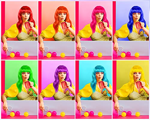 Rainbow 12" Wavy Bob Wig Set for Parties