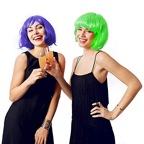 6 Pack Neon Party Wigs for Mardi Gras