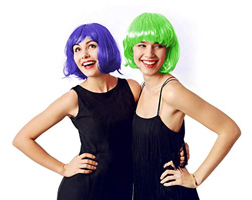 6 Pack Neon Party Wigs for Mardi Gras