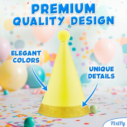 Colorful Cone-Shaped Birthday Party Hats - 10 Pack