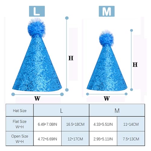 Colorful Cone Party Hats with Pom Poms - 10 PCS