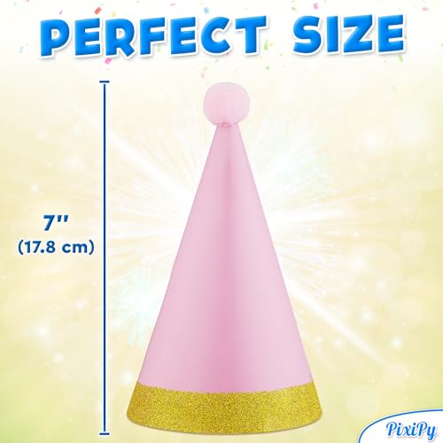 Colorful Cone-Shaped Birthday Party Hats - 10 Pack