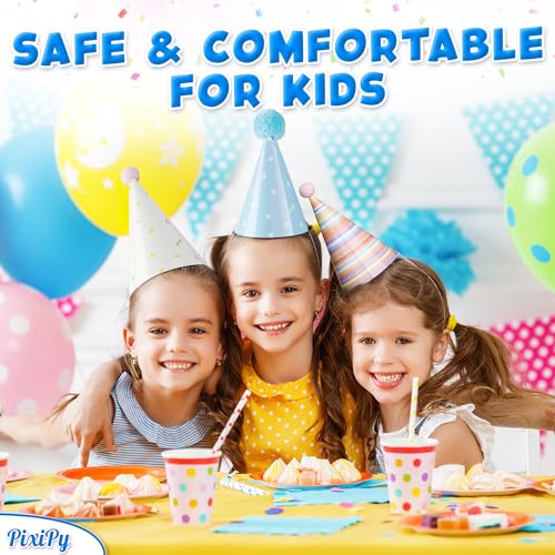 Colorful Cone-Shaped Birthday Party Hats - 10 Pack