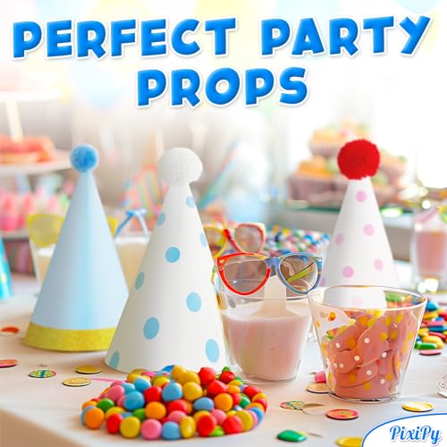 Colorful Cone-Shaped Birthday Party Hats - 10 Pack