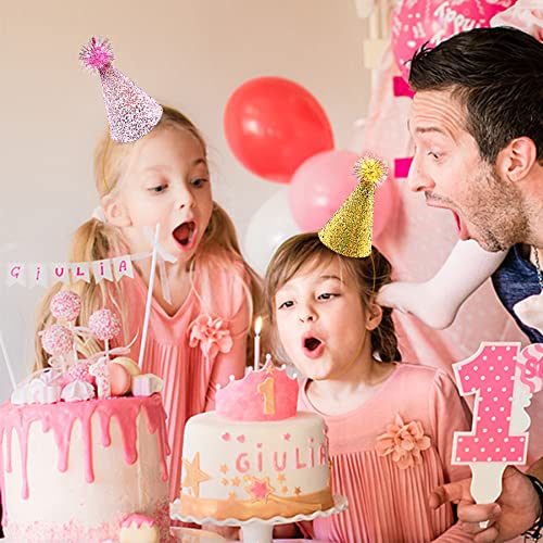 Colorful Cone Party Hats with Pom Poms - 10 PCS