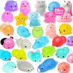 28pcs Glitter Mochi Squishies Party Favors