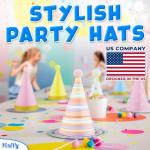 Colorful Cone-Shaped Birthday Party Hats - 10 Pack