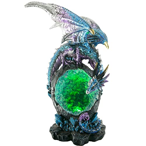 Color Changing LED Dragon Figurine with Crystal Cave
