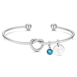 Personalized Initial Birthstone Bracelet for Women