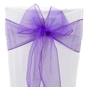 Purple Organza Chair Sashes - 50PCS for Weddings