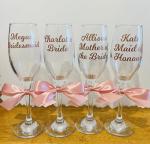 Custom Wedding Flutes and Bridesmaid Champagne Glasses