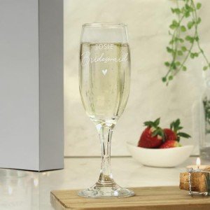 Personalized Engraved Bridesmaid Champagne Flute Set