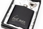 Personalized Black & Silver Engraved Hip Flask Set