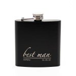 Personalized Black & Silver Engraved Hip Flask Set