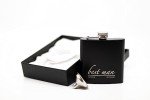 Personalized Black & Silver Engraved Hip Flask Set