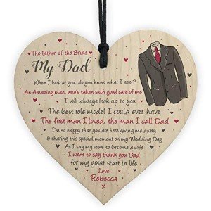 Personalized Wooden Heart Poem for Father of Bride