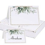 50 Leaves Design Wedding Place Cards - 50 Pack