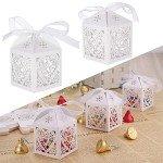 White Laser Cut Wedding Favour Boxes - 50 Pack