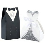 100 Wedding Favor Boxes with Ribbons - 50 Pairs