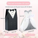100 Wedding Favor Boxes with Ribbons - 50 Pairs