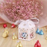 White Laser Cut Wedding Favour Boxes - 50 Pack