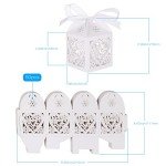 White Laser Cut Wedding Favour Boxes - 50 Pack