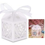 White Laser Cut Wedding Favour Boxes - 50 Pack