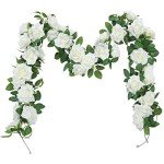 White Rose Garland - 3pcs for Weddings & Decor