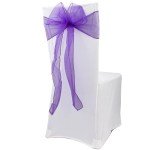 Purple Organza Chair Sashes - 50PCS for Weddings