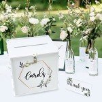 Elegant White Wedding Card Box with Lock